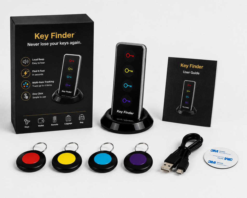 4-in-1 Wireless Key Finder with LED Torch | 1 Remote + 4 Receivers